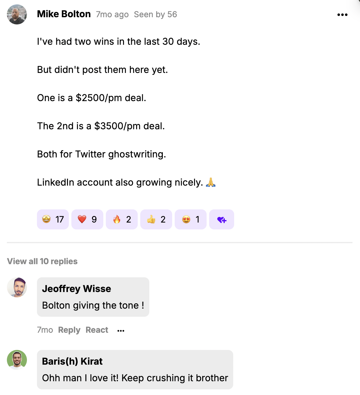 Mike Bolton — $6K/month with 2 clients